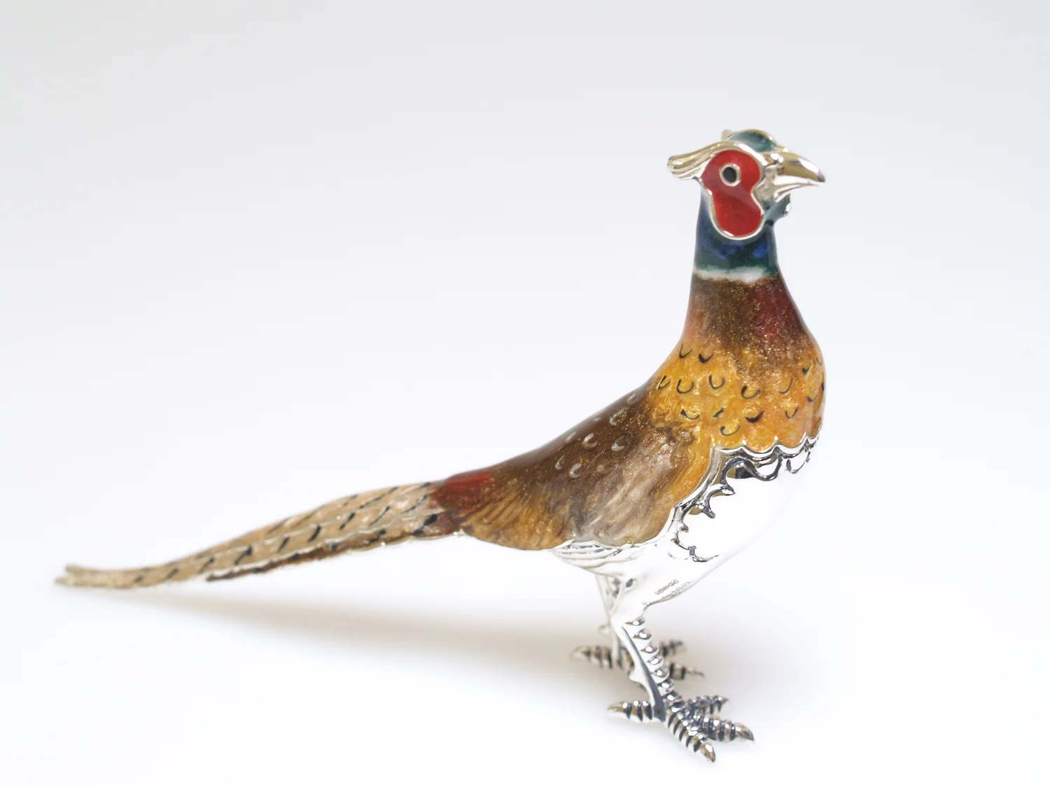A silver pheasant decorative object from Dawson of Stamford, an example of the obscure objets the shop holds